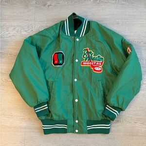 Vintage Don Wheaton Midget AA Hockey 1982-1983 Green Varsity Jacket with Patches